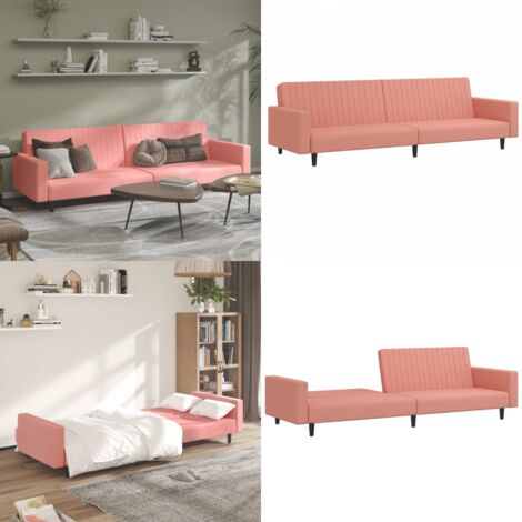 Sofá cama de 2 plazas terciopelo rosa - Cama de invitados - Sofá convertible