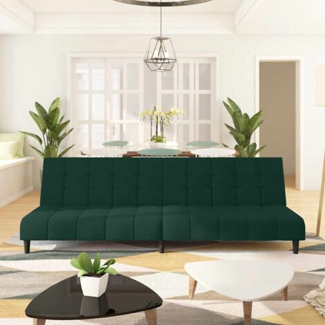 Sofá cama de 2 plazas terciopelo verde oscuro