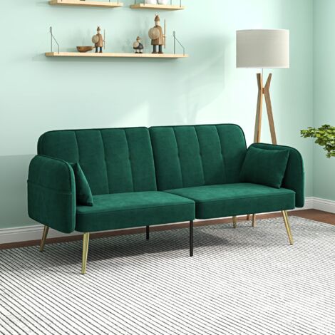 Sofá cama de 2 plazas tipo clic-clac, respaldo ajustable, 180 x 95 x 63 cm