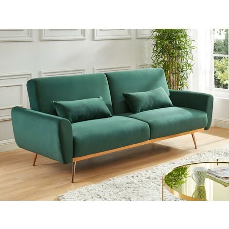Sofá cama Soini plegable diseño 2 en 1 espuma textil metal 78 x 125 x 67 cm  - Verde [en.casa]
