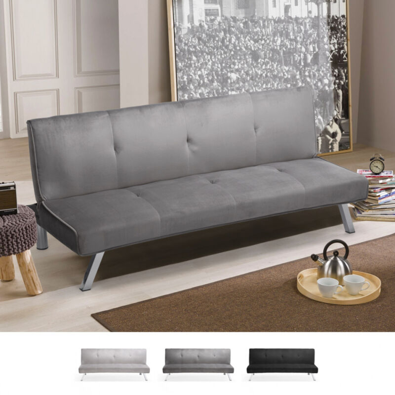 

Sofá cama 3 plazas diseño clic clac reclinable tejido terciopelo Explicitus | Color: Gris Oscuro