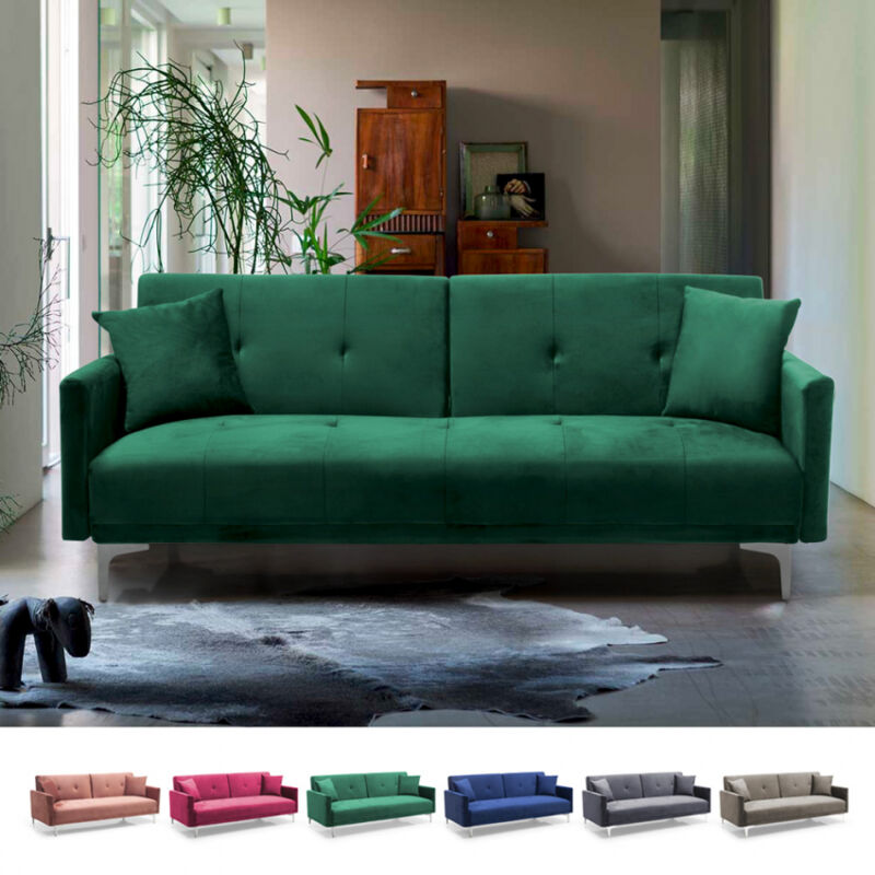 

Sofá cama de 3 plazas diseño moderno click clac de terciopelo Villolus | Verde oscuro