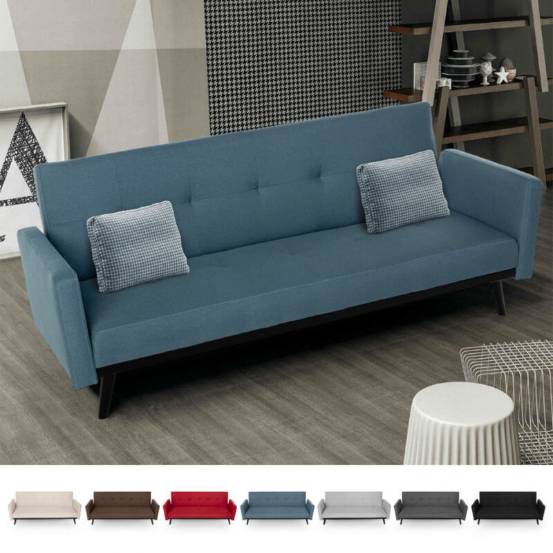 

Sofá cama de 3 plazas en tejido clic clac reclinable de diseño nórdico Tulum | Color: Azul Marino