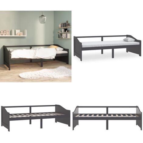 Sofá cama de 3 plazas sin colchón gris oscuro 90x200 cm - Sofá cama de madera - Sofá cama de 3 plazas