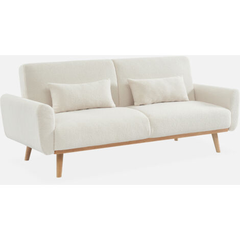 Sofá cama de borreguito blanco, 3 plazas
