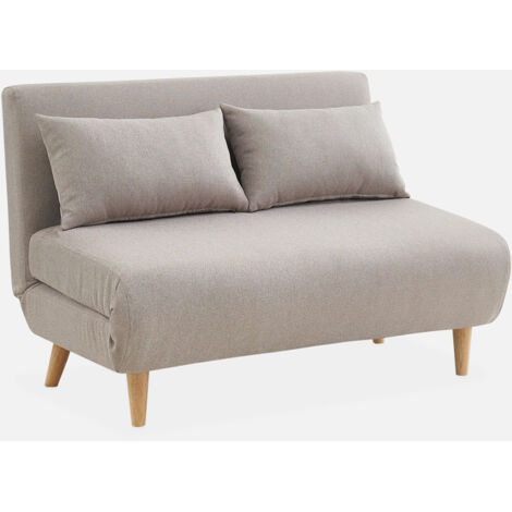 Sofá cama de con patas de madera, 2 plazas