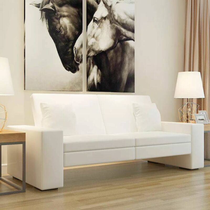 

Sofa cama de cuero artificial blanco