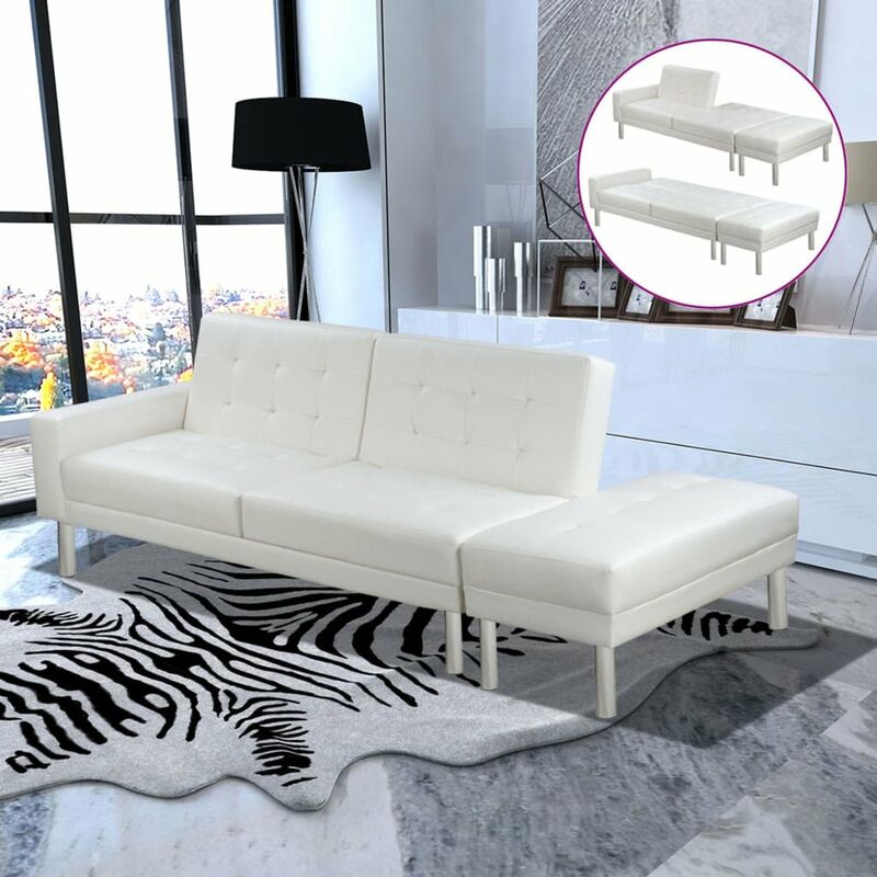 

Sofa cama de cuero artificial blanco