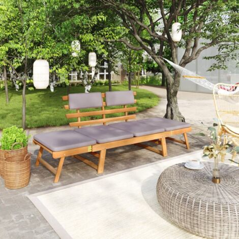 Sofá cama de jardín 2 en 1 con cojín madera maciza acacia 190cm vidaXL