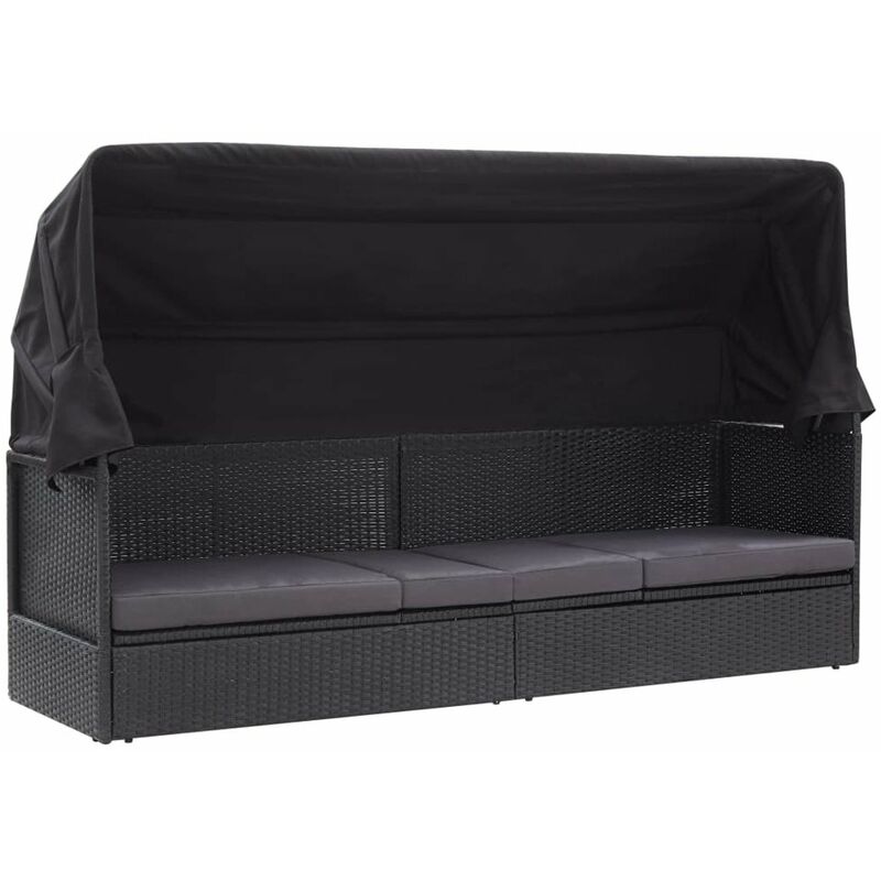 

Sofa cama de jardin con toldo ratan sintetico negro