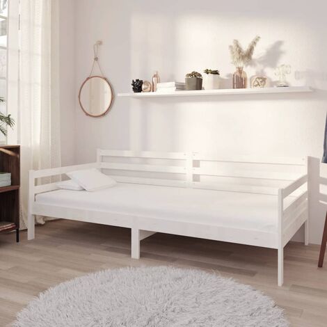 Sofá cama de madera maciza de pino blanco 90x200 cm