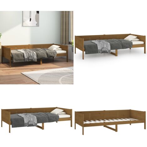 Sofá cama de madera maciza de pino marrón miel 90x190 cm - Sofá cama de madera - Sofá cama de pino