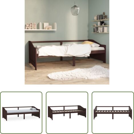 Sofá cama de madera -  Sofá cama de 3 plazas sin colchón marrón oscuro 90x200 cm