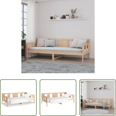 Sofá cama de madera -  Sofá cama madera maciza de pino 90x190 cm