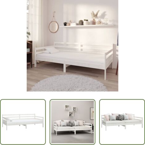 Sofá cama de madera -  Sofá cama sin colchón madera maciza de pino blanco 90x200 cm