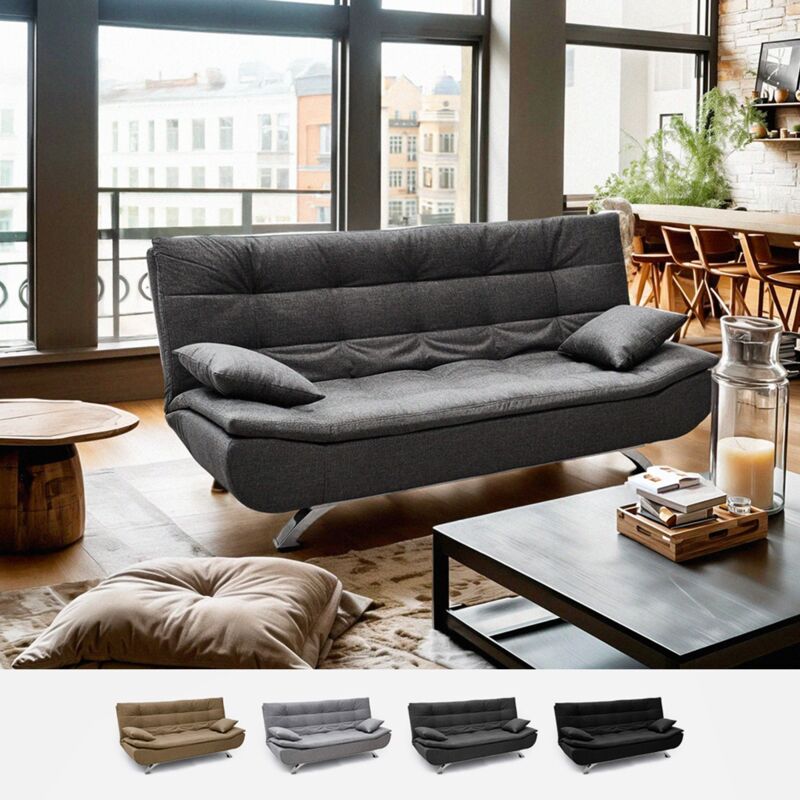 

Sofá cama de microfibra de 2 plazas de diseño moderno Centenario | Color: Gris Oscuro