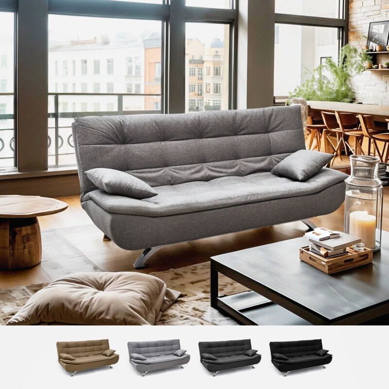 

Sofá cama de microfibra de 2 plazas de diseño moderno Centenario | Color: Gris