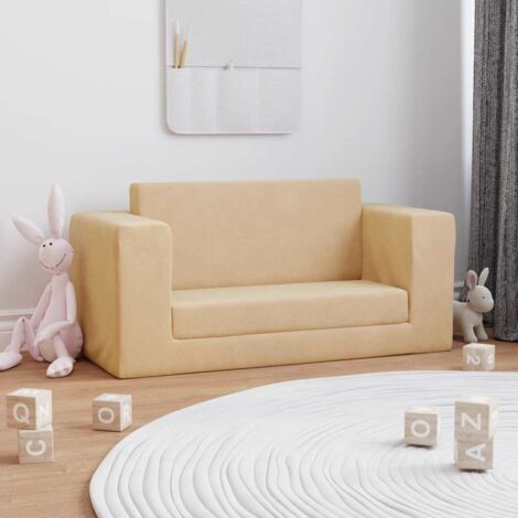 Sofá cama de niños 2 plazas felpa suave crema