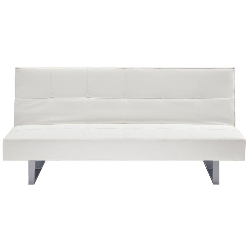 

Beliani - Sofá cama de piel sintética blanco 189 cm DERBY
