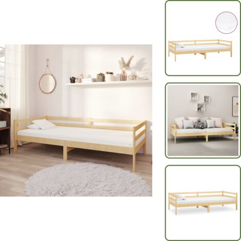 Sofá cama de pino - vidaXL Sofá cama con colchón madera de pino maciza 90x200 cm - Cama multifuncional