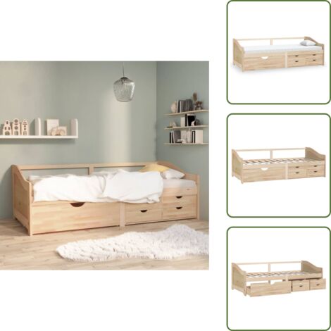 Sofá cama de pino - vidaXL Sofá cama de 3 plazas sin colchón madera maciza pino 90x200 cm - Sofá cama de 3 plazas