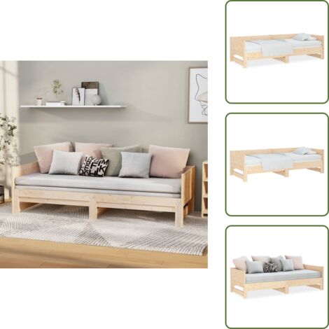 Sofá cama de pino - vidaXL Sofá cama extraíble madera maciza de pino 2x(80x200) cm - Sofá cama multifuncional