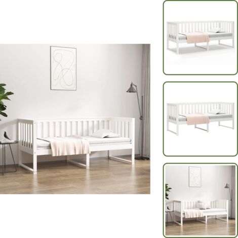 Sofá cama de pino - vidaXL Sofá cama sin colchón madera maciza de pino blanco 80x200 cm - Sofá cama de pino blanco