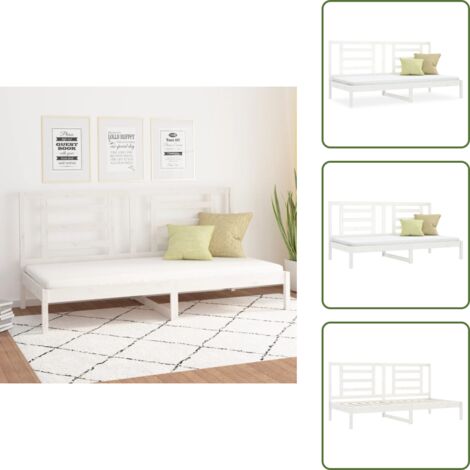 Sofá cama de pino - vidaXL Sofá cama sin colchón madera maciza de pino blanco 80x200 cm - Sofá cama para invitados