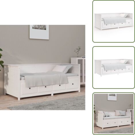 Sofá cama de pino - vidaXL Sofá cama sin colchón madera maciza de pino blanco 90x190 cm - Sofá cama para invitados