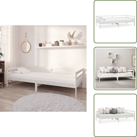 Sofá cama de pino - vidaXL Sofá cama sin colchón madera maciza de pino blanco 90x200 cm - Sofá cama para huéspedes