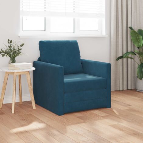 Sofá Cama de Piso con cojín Azul 74 x 77 x 81 cm Terciopelo