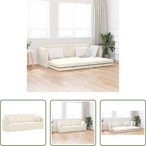 Sofá cama de piso -  Sofá-cama de piso 200cm Crema Terciopelo