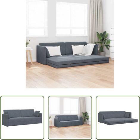 Sofá cama de piso -  Sofá-cama de piso 200cm Gris oscuro Terciopelo