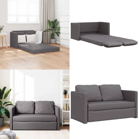 Sofá cama de suelo 2 en 1 cuero sintético gris 112x174x55 cm - Sofá de suelo - Cama de suelo