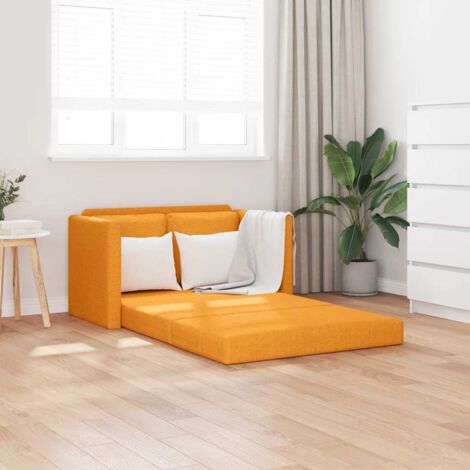 Sofá cama de suelo 2 en 1 tela amarillo oscuro 112x174x55 cm