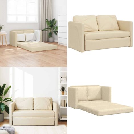 Sofá cama de suelo 2 en 1 tela crema 112x174x55 cm - Sofá de suelo - Cama de suelo