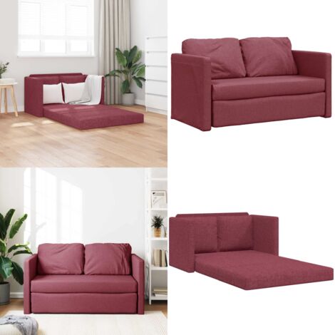 Sofá cama de suelo 2 en 1 tela rojo tinto 112x174x55 cm - Sofá de suelo - Cama de suelo