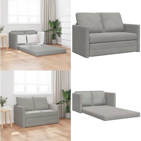 Sofá cama de suelo 2 en 1 terciopelo gris claro 122x204x55 cm - Sofá de suelo - Cama de suelo