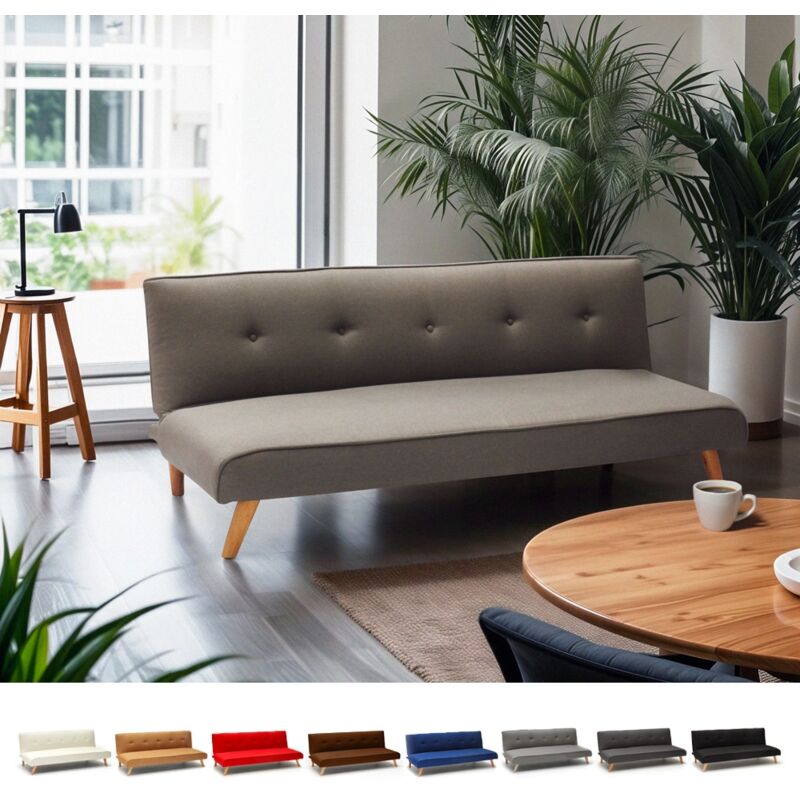 

Sofá cama de tejido diseño moderno 2 plazas para salón y sala de estar clic-clac Larimar | Color: Gris