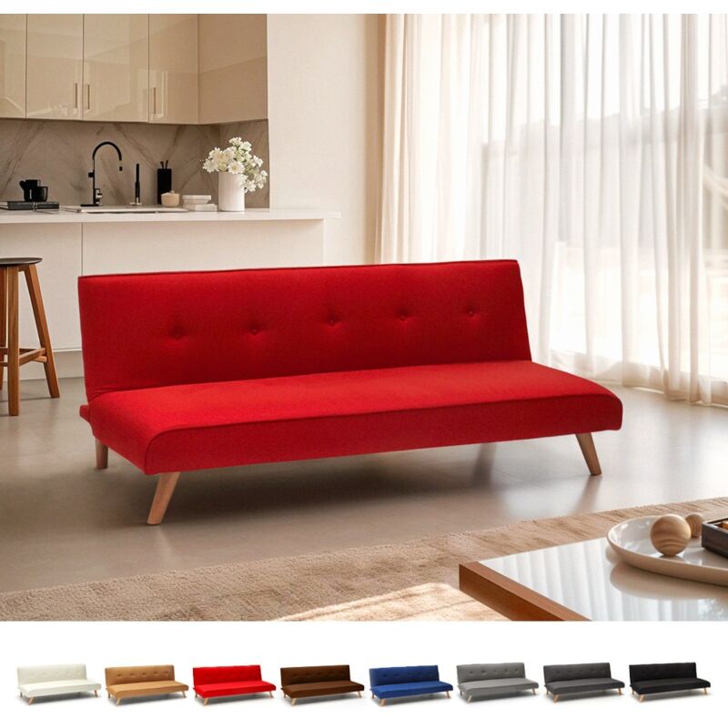 

Sofá cama de tejido diseño moderno 2 plazas para salón y sala de estar clic-clac Larimar | Color: Rojo