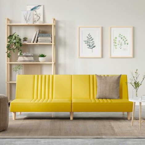 Sofá cama de tela amarillo claro vidaXL