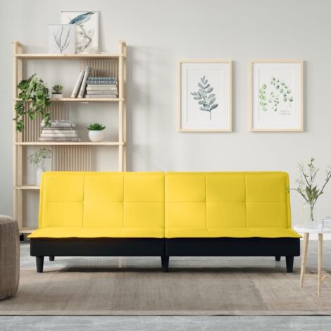 Sofá cama de tela amarillo claro vidaXL