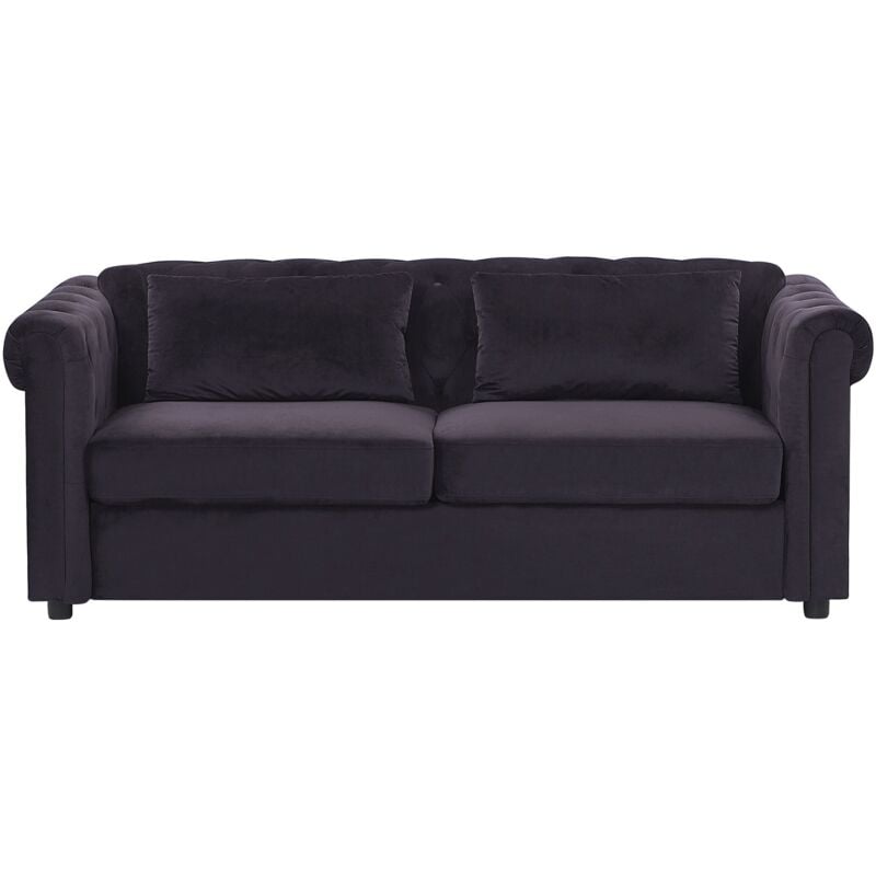 

Sofá cama de terciopelo negro CHESTERFIELD