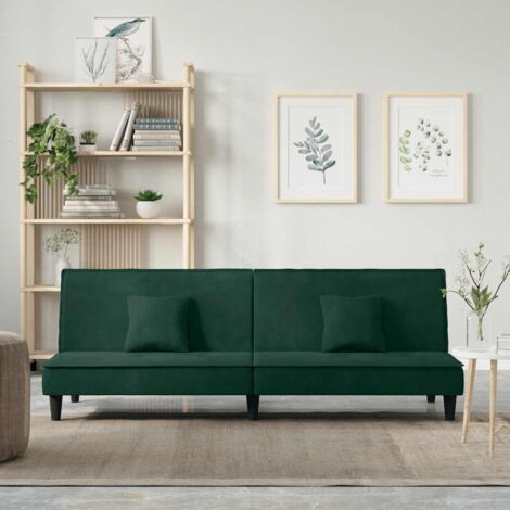 Sofá cama de terciopelo verde oscuro