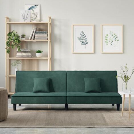 Sofá cama de terciopelo verde oscuro vidaXL