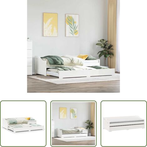 Sofá cama -  Diván con nido sin colchón "IRUN" blanco 90x200 cm