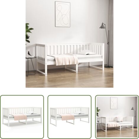 Sofá cama -  Diván sin colchón blanco 75x190 cm madera maciza de pino