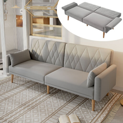 Sofá cama doble plegable de terciopelo gris, sofá cama con función de descanso, ideal para salón, dormitorio, cine en casa y habitación de invitados.