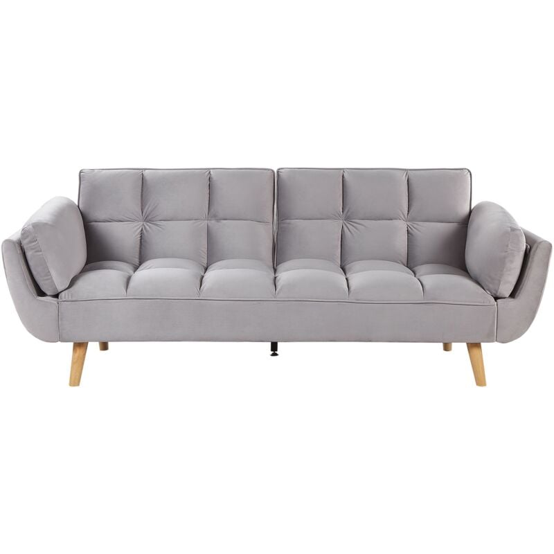 

Sofá cama de terciopelo gris ASBY