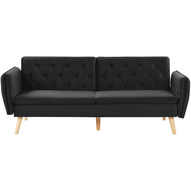 

Beliani - Sofá cama de terciopelo negro BARDU